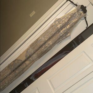 Elegant Beaded Champagne Evening Dress